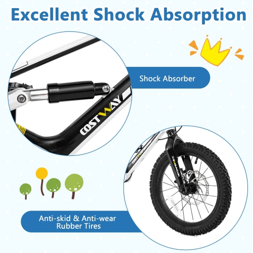 Costway 16 Inch Children Bicycle with Training Wheels & Double Disc Brakes Adjustable Seat Magnesium Alloy
