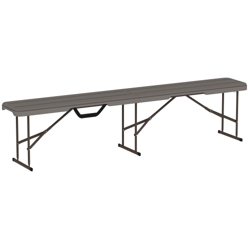 Banc pliant en plastique Outsunny 6&nbsp;pi, banc pliable portatif 2 pièces avec poignée, tapis antidérapant, banc étanche pour pique-nique intérieur
