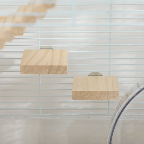 PawHut Hamster Cage, Transparent Small Animal House with Deep Bottom, Wooden Ramp, Hut, Bathroom and Exercise Wheel for Hamster and Gerbil, 23.2" L x