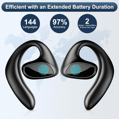 144 Language Translator Earbuds Two Way Real-time Translation Language with Bluetooth & APP Online Instant Voice Translation for Travel Business