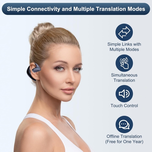 144 Language Translator Earbuds Two Way Real-time Translation Language with Bluetooth & APP Online Instant Voice Translation for Travel Business