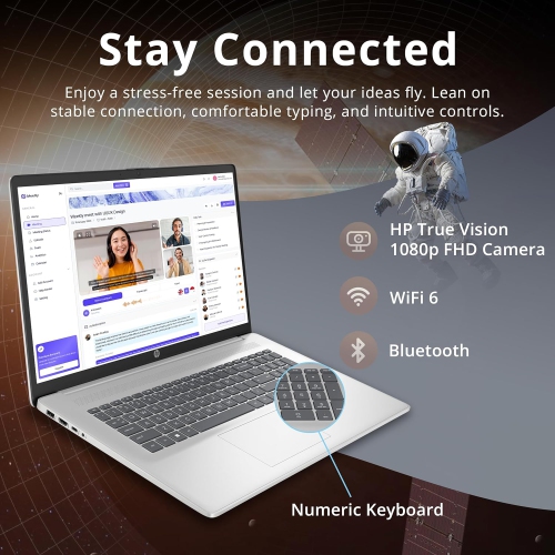 HP 17.3" FHD IPS Anti-Glare Laptop, Intel 7-150U, 1.28TB Storage, 16GB RAM, Intel Graphics, 1080p FHD Camera, Fast Charge, Win 11 Pro, Silver