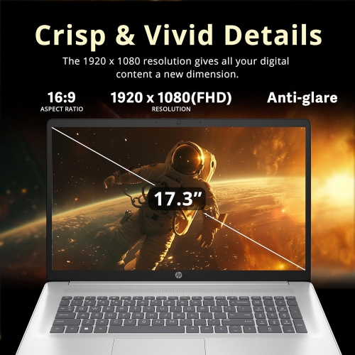 HP 17.3" FHD IPS Anti-Glare Laptop, Intel 7-150U, 2.28TB Storage, 64GB RAM, Intel Graphics, 1080p FHD Camera, Fast Charge, Win 11 Pro, Silver