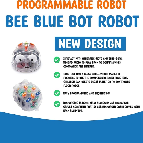 TTS Blue-Bot Programmable Rechargeable Robot See & Say Version Starter Pack, STEM Educational Classroom Teaching Learning Coding Robotics - 6-PCS