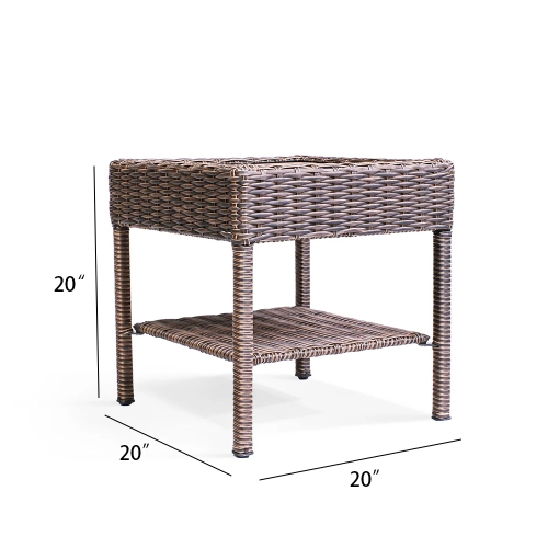 Krikacy 3PCS HDPE Wicker Bistro Set with Swivel Chair and End Table(Blue Cushions)