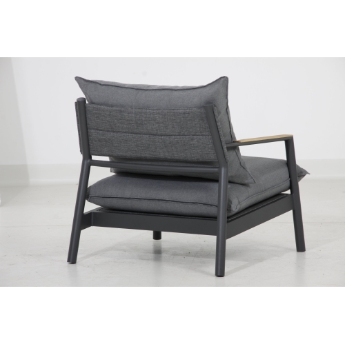 Krikacy 4PCS Nordic Aluminum Conversation Sofa Set with Coffee Table(Sunproof Grey Cushions)