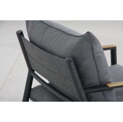 Krikacy 4PCS Nordic Aluminum Conversation Sofa Set with Coffee Table(Sunproof Grey Cushions)