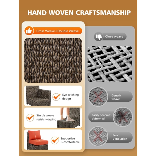 Laguna Point 3PCS HDPE Wicker Bistro Set with End Table(Red Cushions)