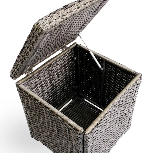 Laguna Point 3PCS HDPE Wicker Bistro Set with End Table(Red Cushions)