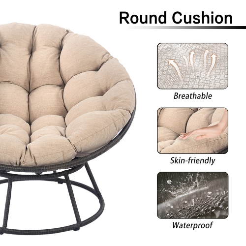 Krikacy 3PCS HDPE Wicker Bistro Set with End Table(Beige Cushions)