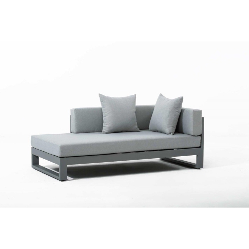 Krikacy 4PCS Nordic Aluminum Sectional Conversation Set with Coffee Table and Right Arm Chaise(Sunproof Grey Cushions)