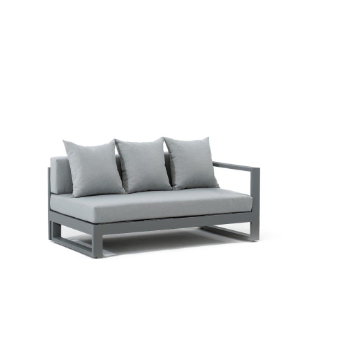 Krikacy 4PCS Nordic Aluminum Sectional Conversation Set with Coffee Table and Right Arm Chaise(Sunproof Grey Cushions)