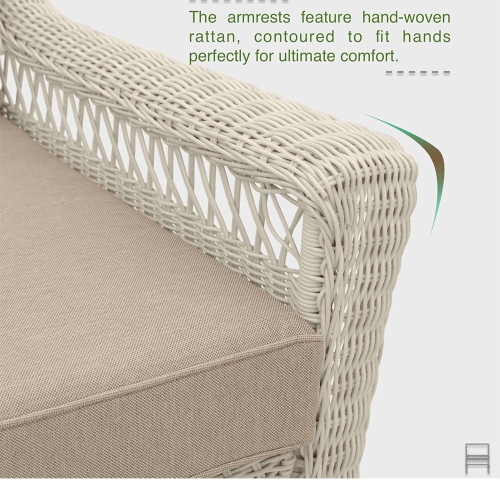 Krikacy 5PCS HDPE Wicker Bistro Set with Ottoman and End Table(Beige Cushions)