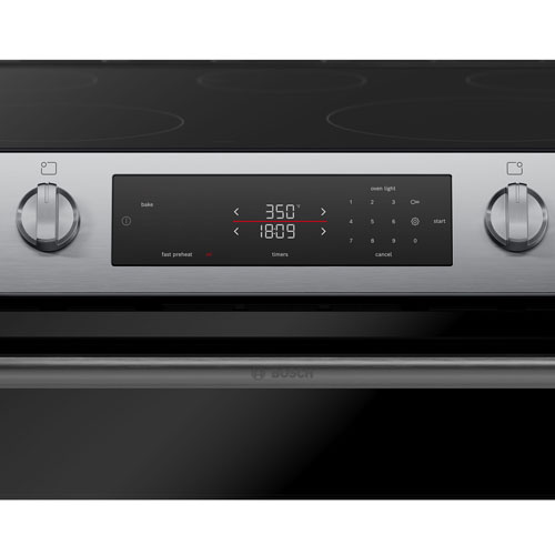 Bosch 100 Series 30" 5.8 Cu. Ft. True Convection Slide-In Electric Air Fry Range (HEF1050MC) - Stainless