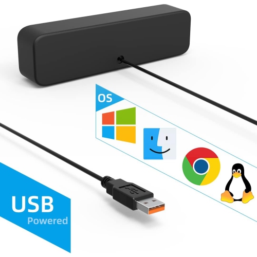 Upgraded USB Mini Sound Bar for PC & Laptop – Stereo Loud Sound, Enhanced Bass, Compatible with Windows, macOS, Chrome OS & Linux