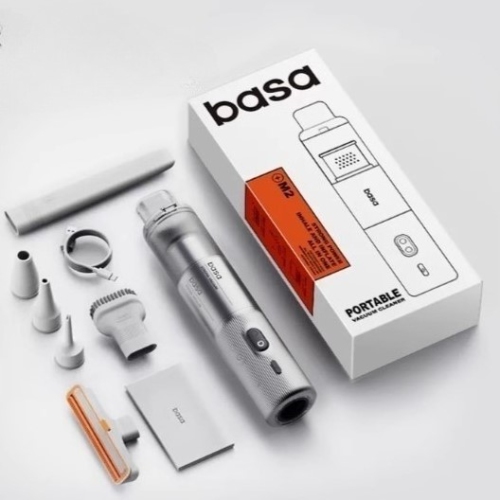 BASA  Pocket Car Vacuum w Accessory Kit 6PCs, 25S Mins Runtime, 10000 Pa High Power Suction, Cordless Min Handheld Vac M2P, 3H Type-C Fast Charging