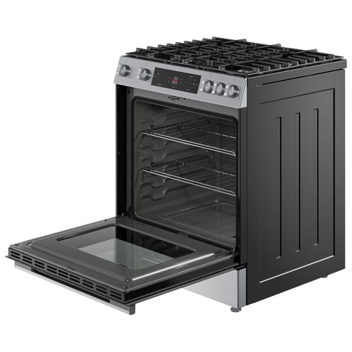 Bosch 100 Series 30" 5.8 Cu. Ft. True Convection Freestanding Gas Air Fry Range (HGF1050MUC) - Stainless