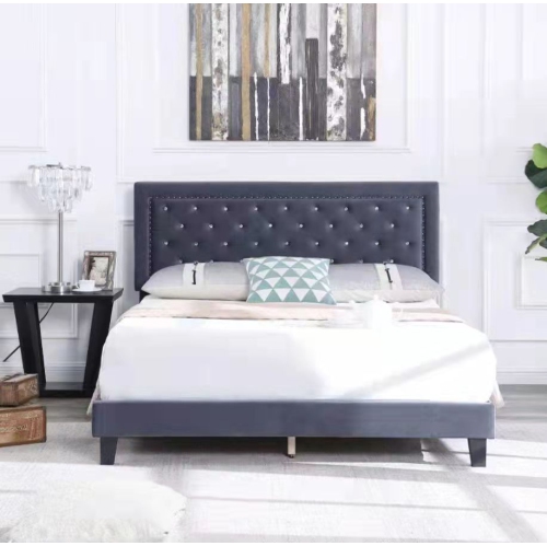 Tokyo - Grey Velvet Fabric Bed Frame