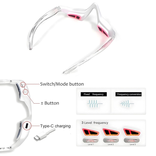 Under-Eye Red Light Therapy Device,Red Light Therapy Glasses Microcurrent Eye Massager,Red Light Eye Mask for Eye Bags Dark Circles Puffiness