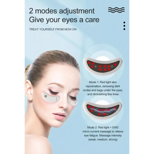Eye Anti Aging Microcurrent Red Light Therapy Device Eye Bags Remover Dark Circles Eye Wrinkles Remover Eyes Massager-White
