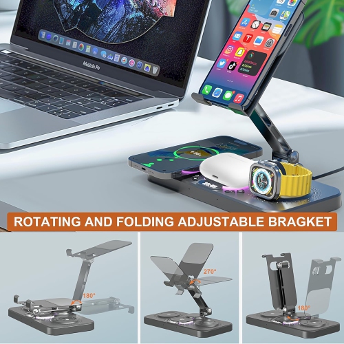 6 in 1 Apple Charging Station for Multiple Devices, 30W Fast Qi-Certified Wireless Charger Stand for iPhone 16/15/14/13/12/Pro/Max/XR/Samsung Galaxy