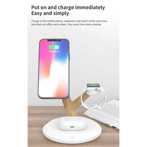 3 in 1 Magnetic Wireless Charger Tree Shape Stand For iPhone 13 12 Pro Max 15W Fast Charging Station For Apple Watch For AirPods