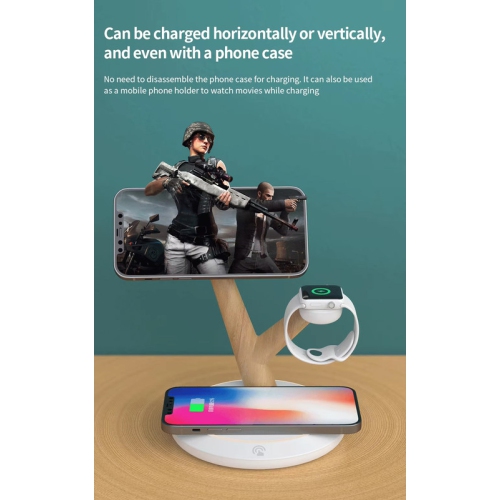 3 in 1 Magnetic Wireless Charger Tree Shape Stand For iPhone 13 12 Pro Max 15W Fast Charging Station For Apple Watch For AirPods