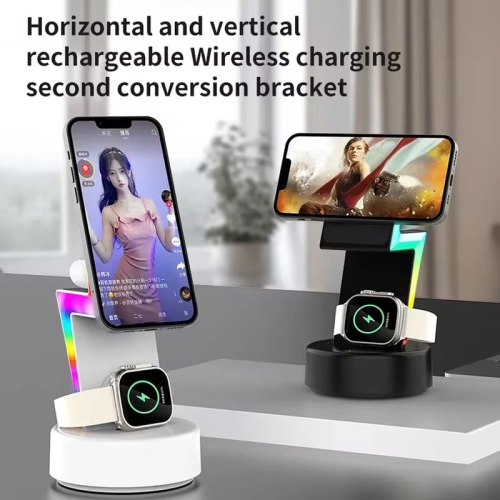 Fast Magnetic Wireless Charger for Iphone 15 14 13 12 Pro Max RGB Night Light Desk Charging Station for Apple Watch Airpods Pro
