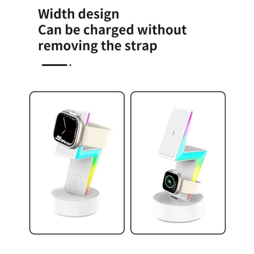 Fast Magnetic Wireless Charger for Iphone 15 14 13 12 Pro Max RGB Night Light Desk Charging Station for Apple Watch Airpods Pro