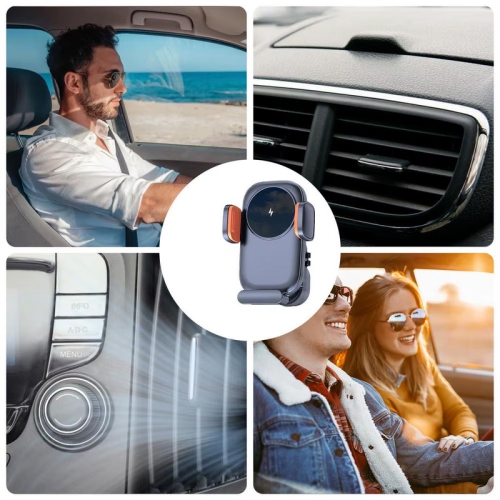 Phone Holder Charger 15W Wireless Charger Car Phone Holder Flexible Car Charger Holder 360-Degree Rotation Wireless Car Charger