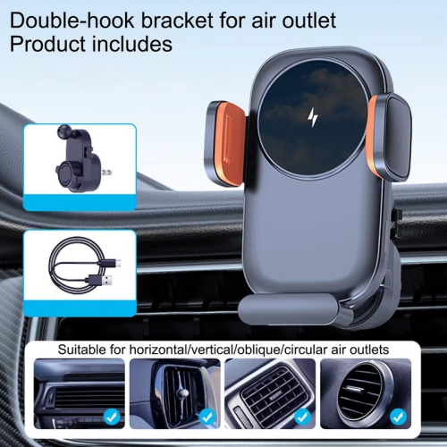 Phone Holder Charger 15W Wireless Charger Car Phone Holder Flexible Car Charger Holder 360-Degree Rotation Wireless Car Charger