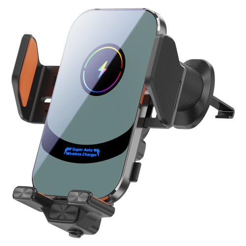 Car Phone Holder Charger 15W Fast Charging Air Vent Car Phone Mount for iPhone Samsung Auto-Clamping Wireless Car Phone Charger