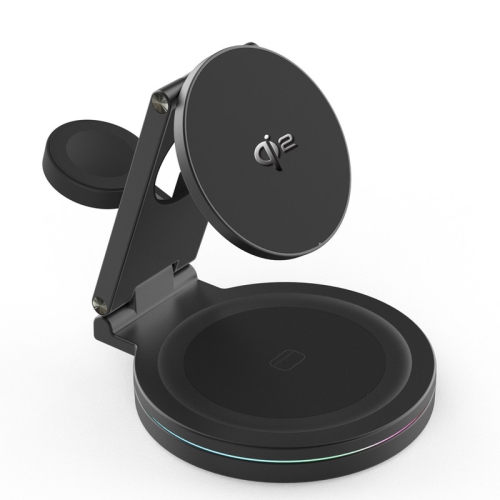 Upgraded Qi2 Foldable Rotatable Zinc Alloy 3 in 1 Magnetic Wireless Charging Station, Compatible with Apple iPhone 12~16,Smartwatch,AirPods