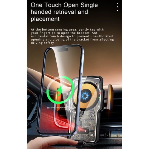 120W Magnetic Charger Car Phone Holder 15W Fast Wireless Charging Autocar Phone Stand Touch Control Lights for iPhone Xiaomi