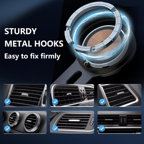 15W Car Mount Charger,Magnetic Phone Holder for Car,Universal Car Wireless Charger Installed in Vent,Compatible with iPhone 15 14 13 12 Pro Max Plus