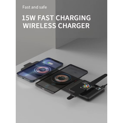 3 in 1 Magnetic Fold Wireless Charger Stand 15W Fast Wireless Charging Station for Samsung Xiaomi Huawei for Apple Watch 7 6 5 4