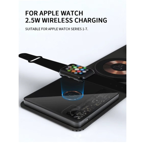 3 in 1 Magnetic Fold Wireless Charger Stand 15W Fast Wireless Charging Station for Samsung Xiaomi Huawei for Apple Watch 7 6 5 4