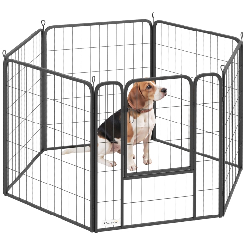 PawHut – Parc pour chien à 6 panneaux, clôture robuste portative avec porte et courroie, 31,5&nbsp;po H, pour jardin intérieur extérieur, stylo chiot