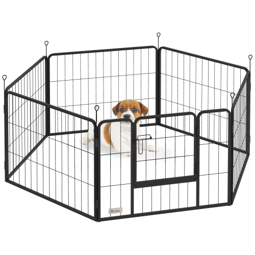 PawHut – Parc pour chiens, stylo d'exercice robuste intérieur extérieur, clôture portative avec porte pour petits chiens, 6 panneaux, 23 5 haut.