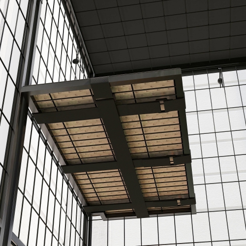 PawHut Catio Outdoor Cat Enclosure, Weld Wire Outdoor Cat House with Waterproof Cover, 4 Jumping Platforms, Hammock, Cat Cage Indoor for 1-3 Kittens,