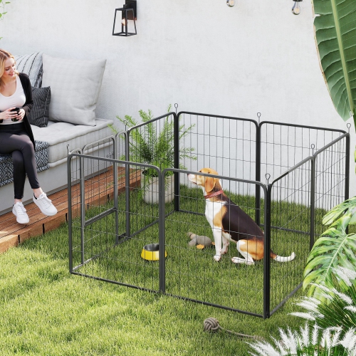 PawHut – Parc pour chien à 8 panneaux, clôture robuste portative avec porte et courroie, 31,5&nbsp;po H, pour jardin intérieur extérieur, stylo chiot