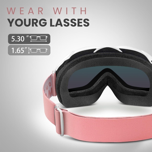 OTG Ski Goggles - Over Glasses Snowboard/Ski Goggles for Women, Men & Youth Anti Fog Snowboard Goggles- 100% UV Protection