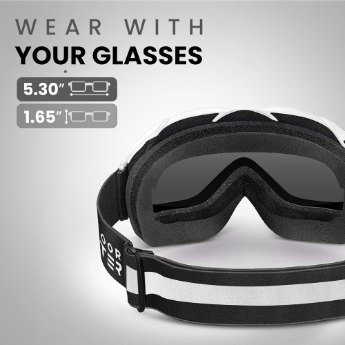 OTG Ski Goggles - Over Glasses Snowboard/Ski Goggles for Women, Men & Youth Anti Fog Snowboard Goggles- 100% UV Protection