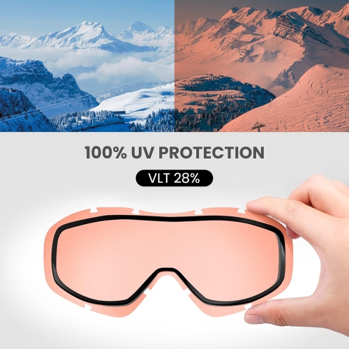 OTG Ski Goggles - Over Glasses Snowboard/Ski Goggles for Women, Men & Youth Anti Fog Snowboard Goggles- 100% UV Protection