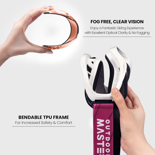 OTG Ski Goggles - Over Glasses Snowboard/Ski Goggles for Women, Men & Youth Anti Fog Snowboard Goggles- 100% UV Protection