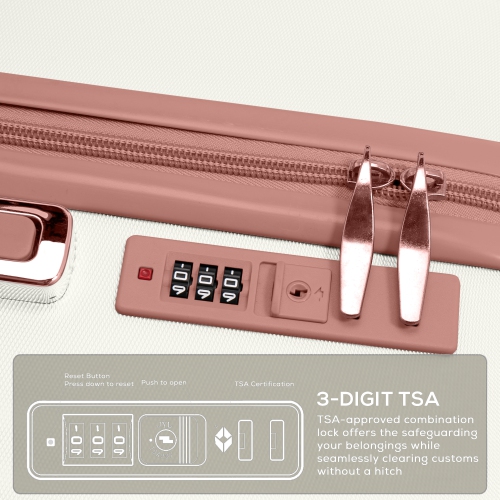 Ensemble de 3 valises rigides et légères en polycarbonate et en ABS, roulettes doubles pivotantes, cadenas approuvé par la TSA –