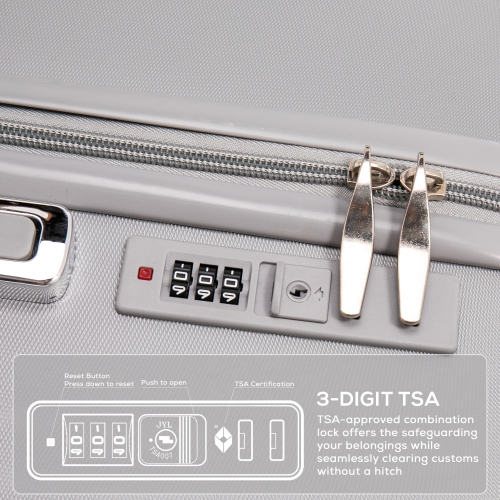 Ensemble de 3 valises rigides et légères en polycarbonate et ABS, roulettes doubles pivotantes, cadenas TSA – 20 po/24 po/28 po –