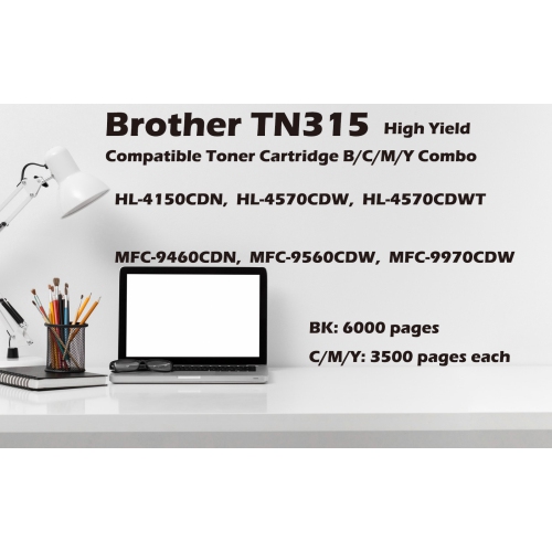 Ultra Toner® Compatible Replacement for Brother TN315 Toner Cartridge TN-315 High Yield of TN310 HL-4150CDN HL-4570CDW HL-4570CDWT MFC-9460CDN