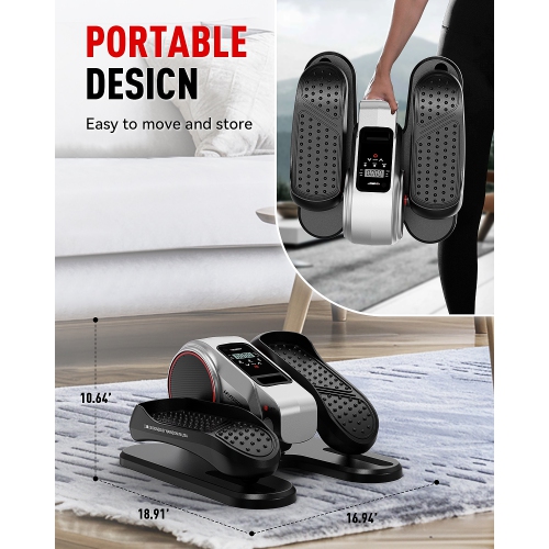 HARISON Under Desk Elliptical Machine with Multi-Functional LCD Display, Ellipse Leg Exerciser for Seniors with 12-Level Adjustable Speed and Floor