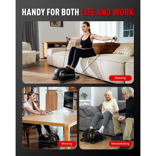 HARISON Under Desk Elliptical Machine with Multi-Functional LCD Display, Ellipse Leg Exerciser for Seniors with 12-Level Adjustable Speed and